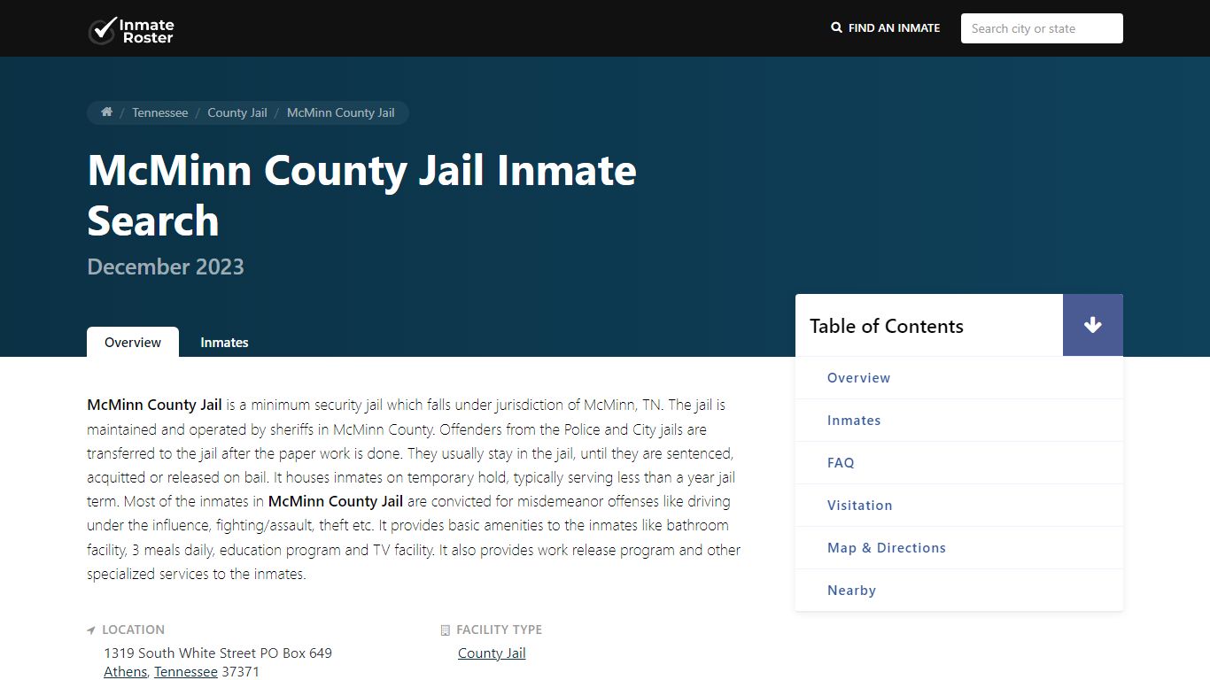 Inmate Search | McMinn County Jail - Athens, TN - InmateRoster