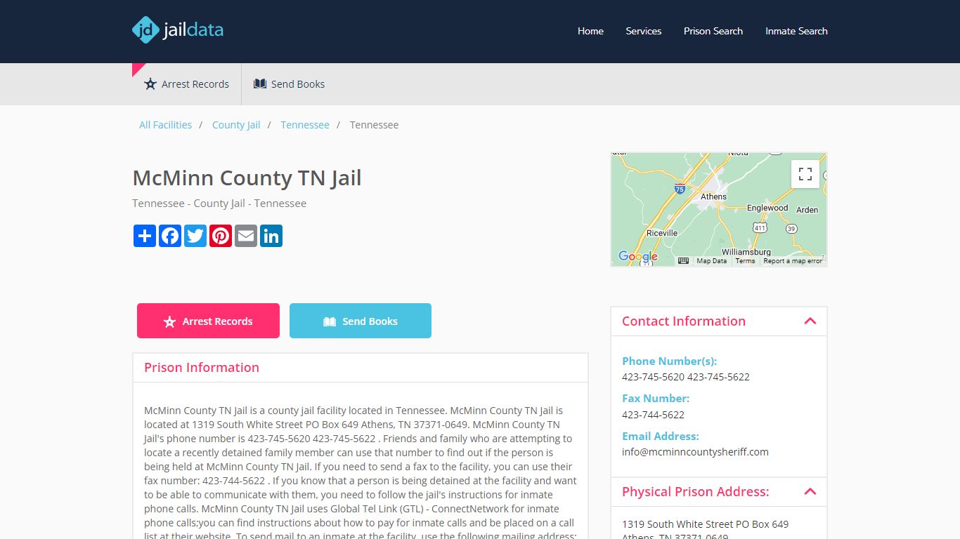 McMinn County TN Jail Inmate Search and Prisoner Info - Athens, TN